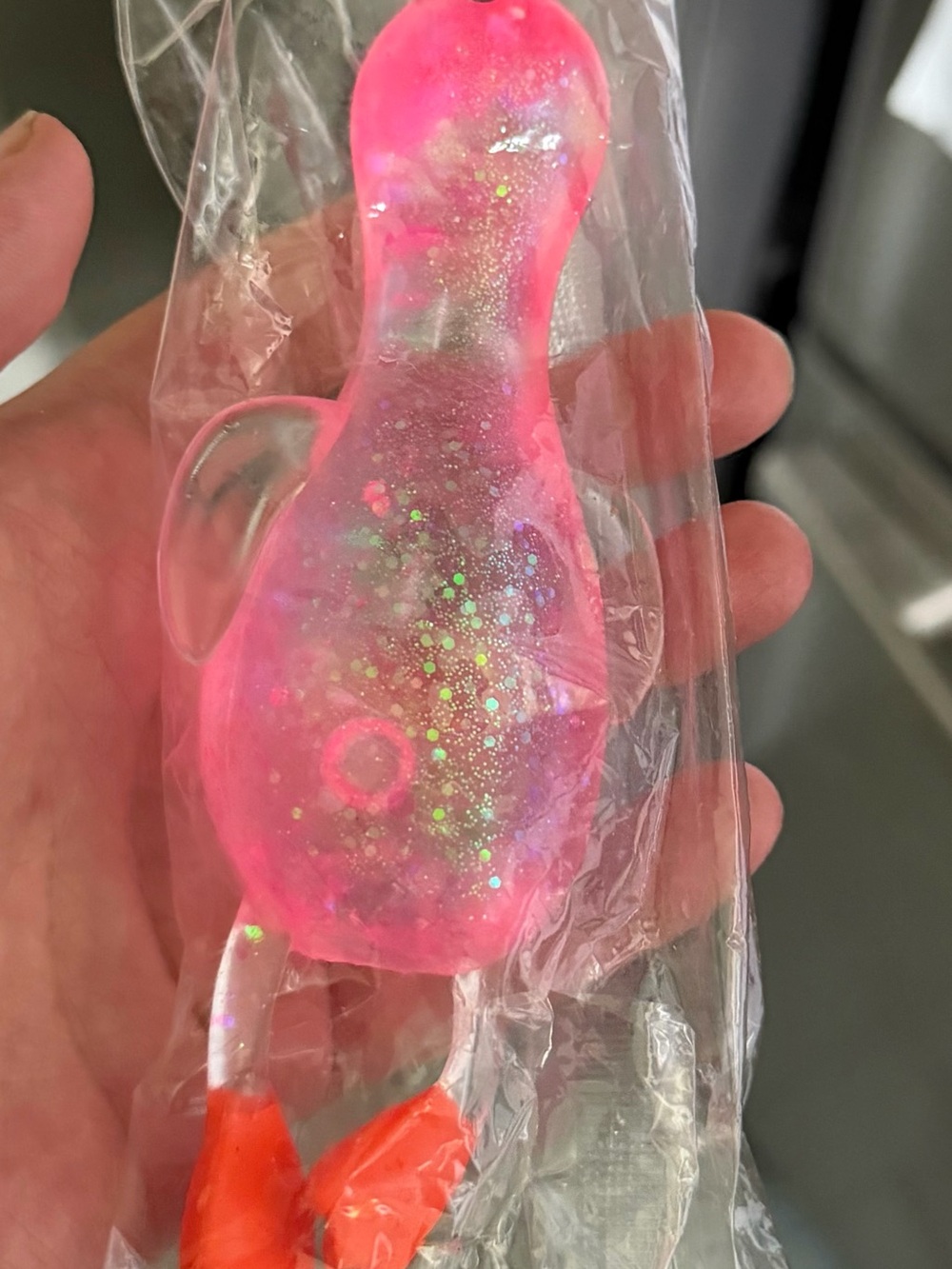 Pink Glitter Jelly Keychain Charm